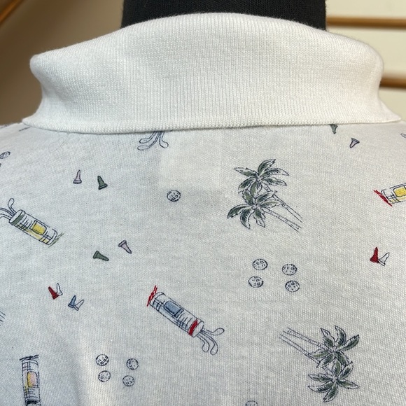 LARGE BONNIE EVANS 👚 POLO GOLF SHIRT WHITE WITH TOUCHES OF RED/YELLOW/GREY - Picture 9 of 12